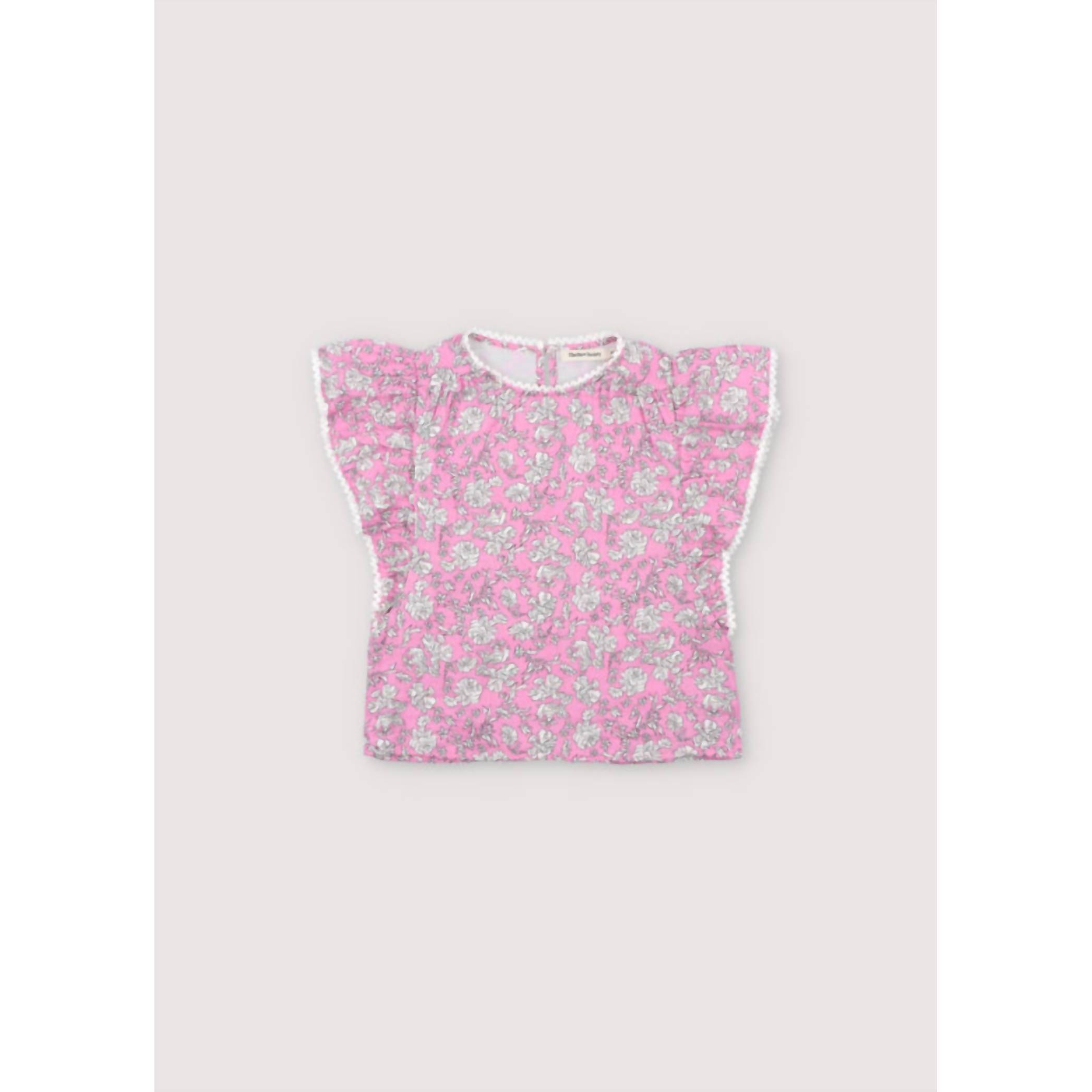 New The New Society Girls Melina Blouse In Peony Hibiscus Print